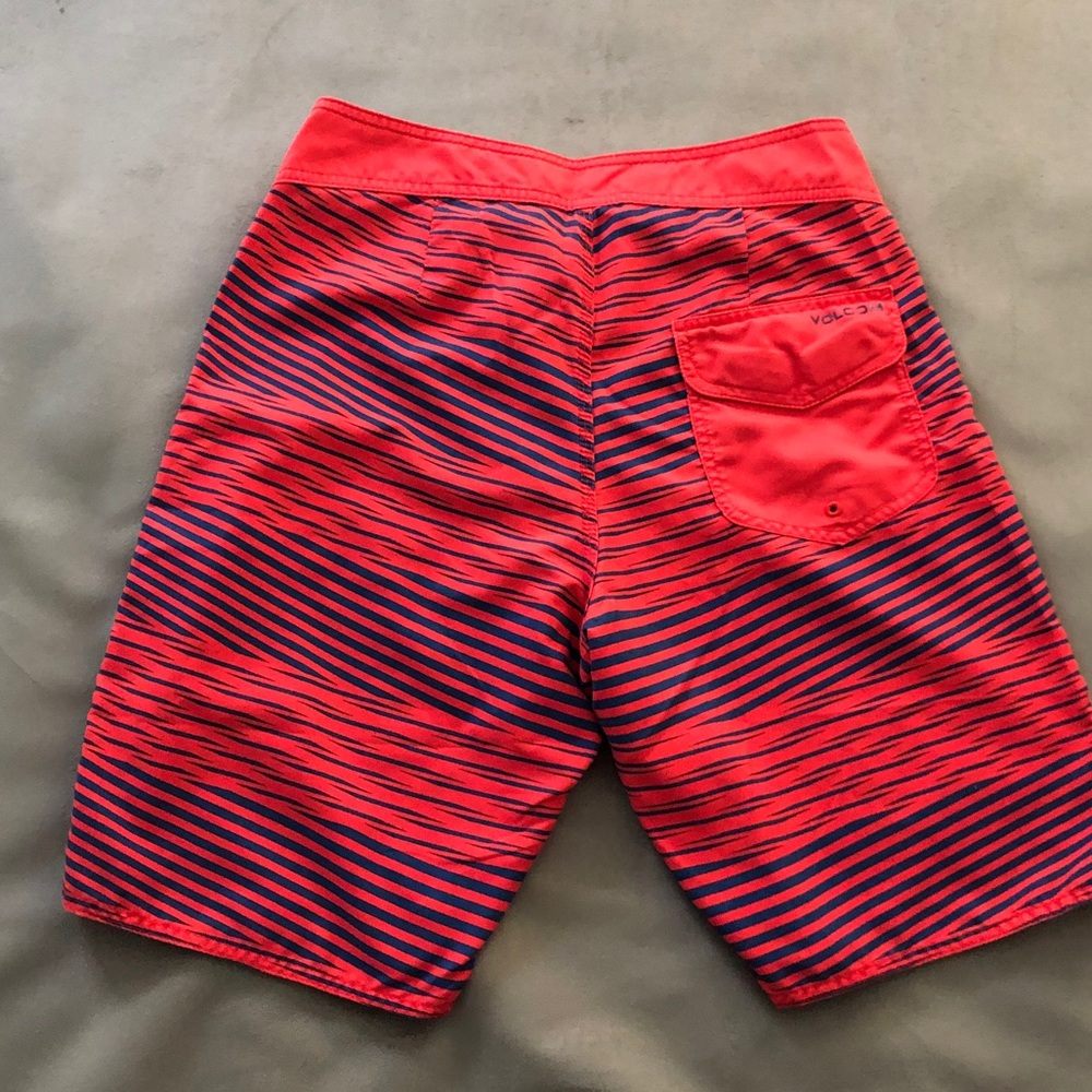 Volcom Red Stripe Board Shorts, Size 30 - image 3